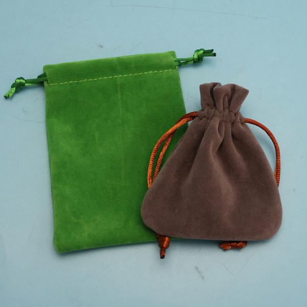 Knitting Blue Velvet Drawstring Bag , Tightly Closed Flannel Jewelry Pouches