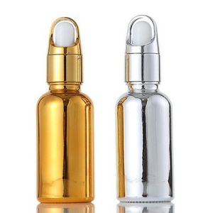 Quality Gold Glass Bottles Containers With Dropper Lightweight Custom Shape / Size for sale