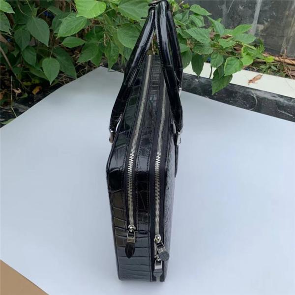 Genuine Crocodile Belly Skin Businessmen ZIP Briefcase Exotic Real True Alligator Leather Male Large Laptop Handbag