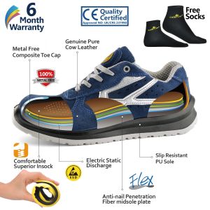 Breathable Cow Suede Construction Safety Shoes SAFETOE Men Chemical Resistant