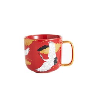 Quality Ready To Ship In Stock Red Blue Pink Mug Gold Handle Asian Chinese Style Decal Ceramic Mugs With Handpaint Handle For Lover Gift for sale