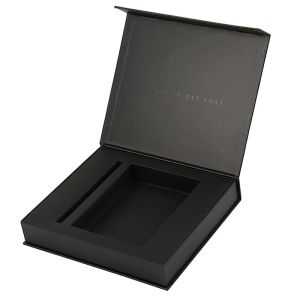 Black Custom Magnetic Box Packaging Rigid Cardboard Flexible With Inserts
