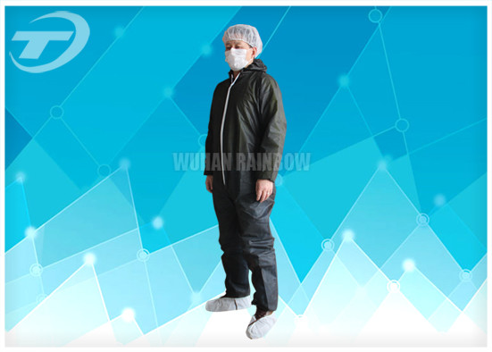 Lightweight Anti - Acid Disposable Coverall Suit Microporous Film Laminated