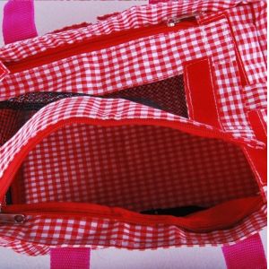 Red Lovely Checked Canvas Girl’s Pet Carriers odm-z17