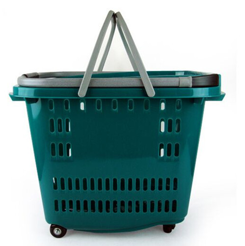 Buy Retail Supermarket Shopping Basket With Wheels , Collapsible Shopping Basket at wholesale prices