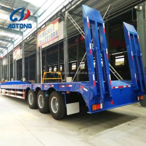 60 Ton Lowbed Lowboy Low Loader Truck Semi Trailer with Tire Size According to