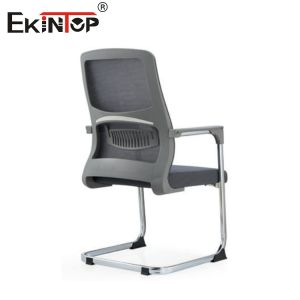 Gray Mesh Office Chair without Casters Metal Frame Modern Design