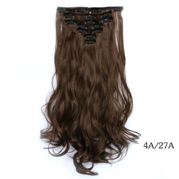 Buy Dark Brown Long Synthetic Clip In Hair Extensions Silky Straight Hair Weave at wholesale prices