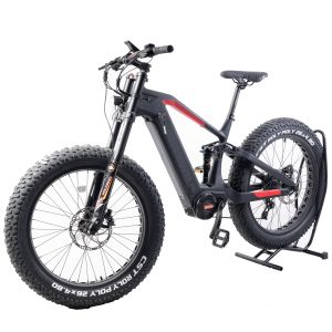 26" Electric Mountain Bike with Powerful Mid Drive and Full Suspension Carbon