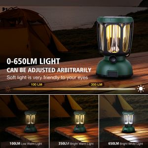 Waterproof 650LM Hand Crank Solar Battery Powered Rechargeable LED Camping