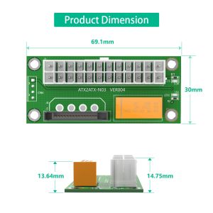 Dual PSU Adapter ATX 24Pin to 4Pin SATA Power Sync Starter Card Extension Cable