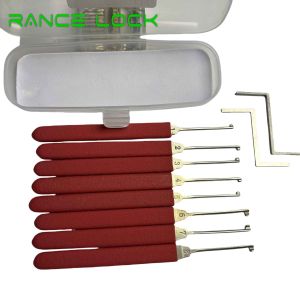 Red Handle Lock Pick Tools 8Pcs Transparent Lock Pick Set For Beginner