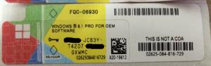 Quality Win 8.1 Professional OEM COA x 18, Genuine Windows 8.1 Pro OEM COA Sticker for sale