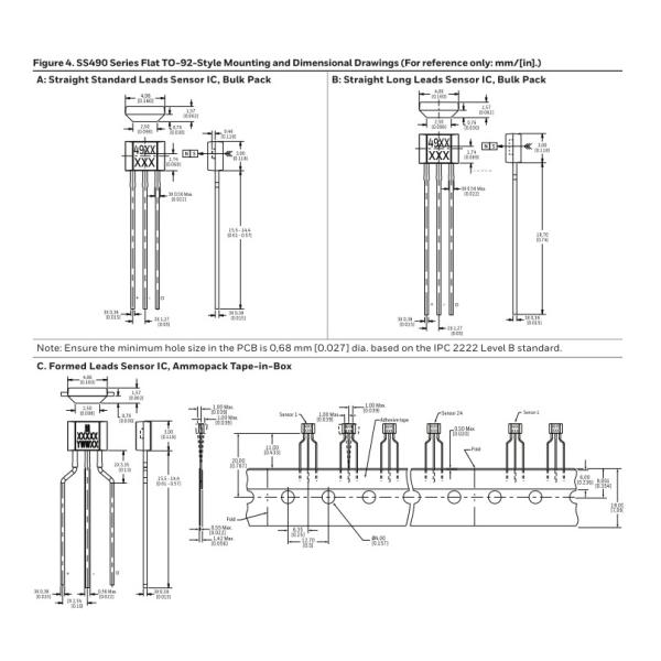 SS490 Series Linear Hall-effect Sensor ICs SS39ET SS49E SS59ET Ss49x