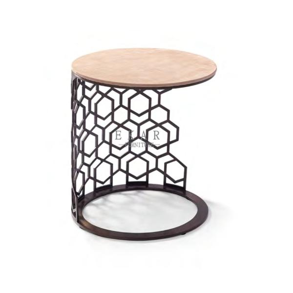 Buy Drawing Room Metal Base Round Corner Table at wholesale prices