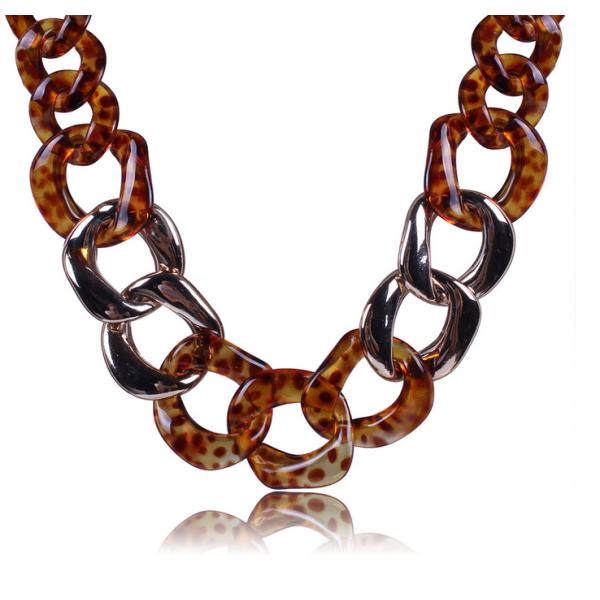 European and American retro exaggerated personality wild leopard resin necklace chain