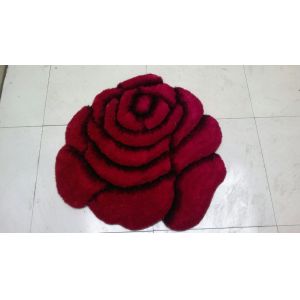 3D Rose Design Polyester Silk 2400G/SQM Shaggy Carpet Rug