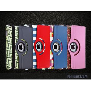China Ipad2/3/4 printing design 360 rotating PU leather case on sale