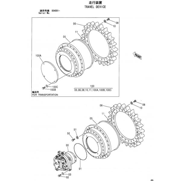 Belparts Excavator Travel Motor Assy For Hitachi ZX650 ZX670 Final Drive Assy 9201470 9254461
