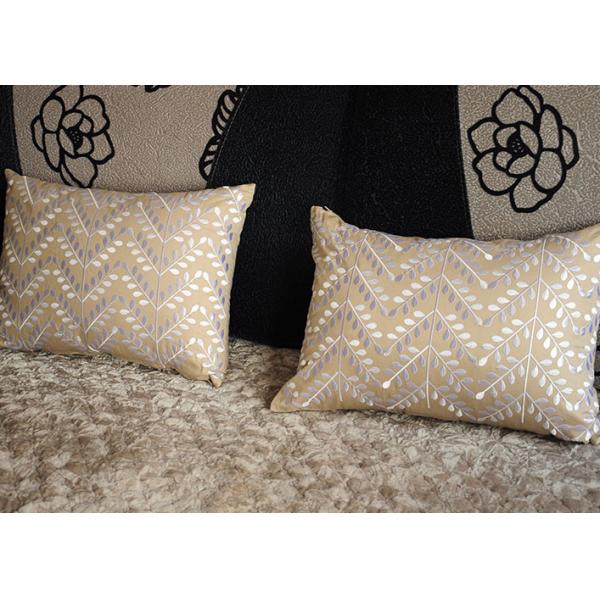 Buy 100% Cotton Luxury Throw Pillows , Leaves Pattern Embroidered Cushion Covers at wholesale prices