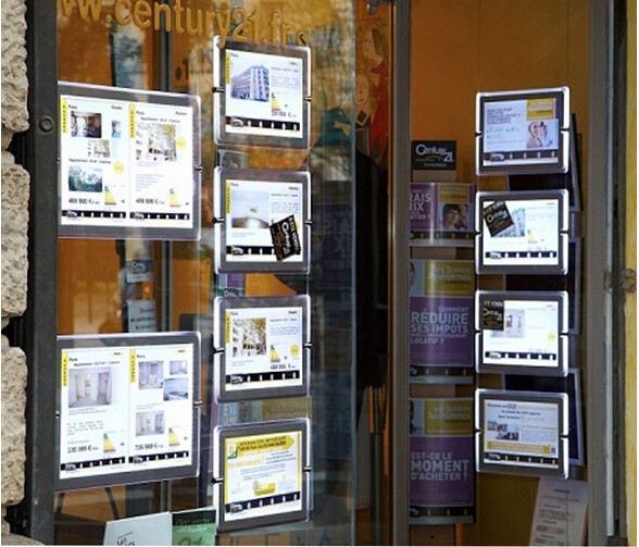 Ceiling Hanging Crystal Double Sided Led Light Box For Real Estate Window Sign