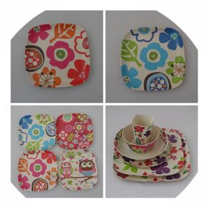 BIO-DEGRADABLE BAMBOO FIBER PLATE, CUSTOMIZED LOGO AND PRINTING, HEALTHY,