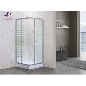 Durable Square Shower enclosure with White block striped Glass and Aluminium