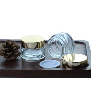Refillable 30g Small Glass Cosmetic Jar With Lids Privated Logo