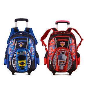 Quality Large School Roller Backpack 16&quot; Trolley Rolling Bag Black for sale