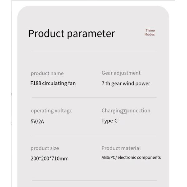USB Portable Shaking Head Floor Fan for Versatile Air Cooling at Home and Outdoor