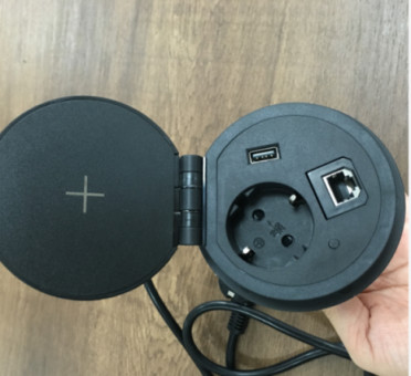 Buy 4.92 Ft Extension Cord with 1 EU Outlet and 1 USB-A Port and 1 Internet For Office Round Table Universal Power Socket at wholesale prices