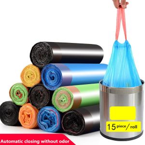 Offset Printing Drawstring Tie String Roll Garbage Bags For Trash Can