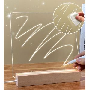 Acrylic Led Display Stand Note Board For Home Office With USB Plug Night Lamp