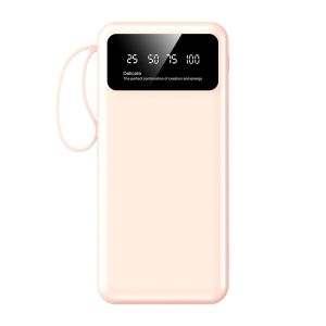 Built-in Data Line 10000mAh Battery Charger Power Bank with USB Outputs and LED