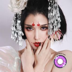 KSSEYE Magic Eye Contacts Lens Fancy Look 1 PAIR 2 PCS Evil Eye Purple Animation