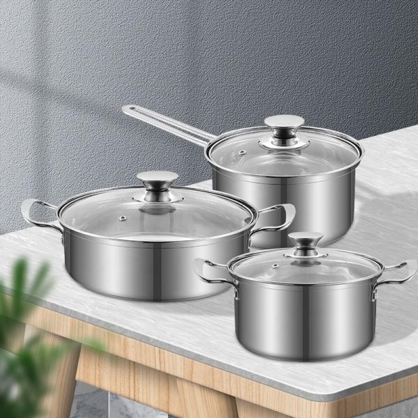 3 Pcs Stainless Steel Cookware Cookware Sets Induction Cook Pot Set Of Stainless