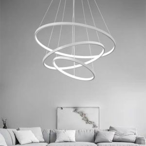 Metal Acrylic Aluminum Modern Pendant Light LED Ring Chandeliers Simple