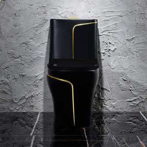 Black Toilet Siphon Flushing Sanitary Ware Toilet