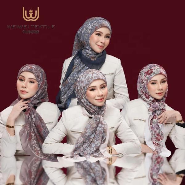 Wholesale 70*180 cm Spring Long Hijab Malaysia Chiffon Printed Shawls Lace Scarf for Muslim Women