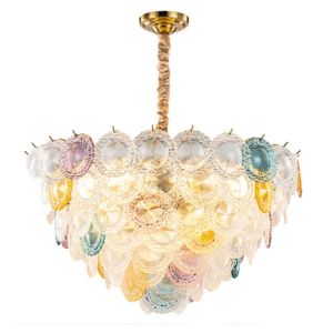 E14 Rainbow Transparent 600*390mm Round Crystal Pendant Chandelier