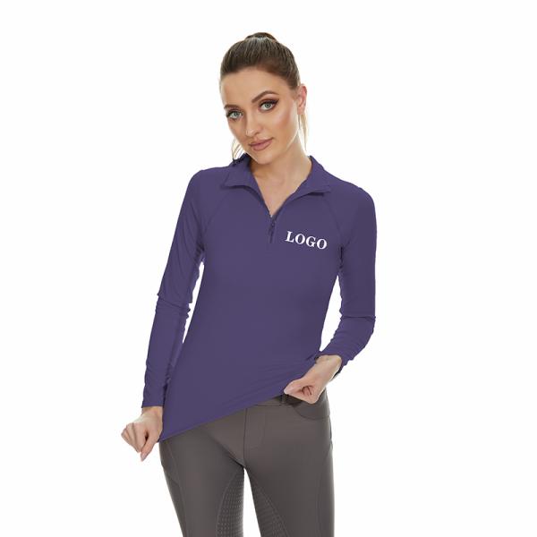 Purple Horse Riding Base Layer Women Equestrian Shirts Elastic Clothing