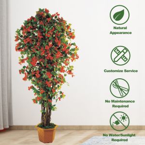 Indoor Real Touch Artificial Flowers Greenery Plant Azalea Tree