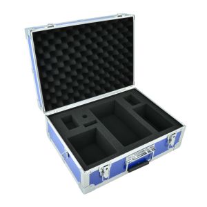 Blue Aluminum Carrying Case With Shoulder Strap Foam Insert
