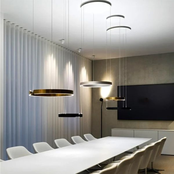 Mininalist Circle Rings Ceiling Chandeliers Hanging Pendant Lighting Aria Multi Light Chandelier（WH-AP-619）