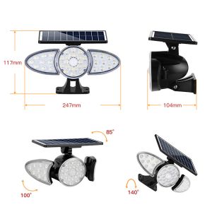 Three Heads 100-400LM 38PCS LED Solar Sensor Wall Light For Pathway