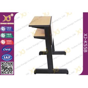 Oval Steel Tube Folding College Classroom Furniture / Wood Classroom Table