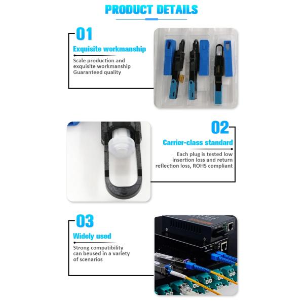 SC APC UPC Fiber Optic Fast Connector FTTH Optical Coupler For Drop Cable