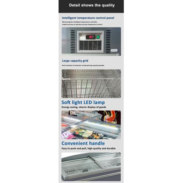 Chest Deep Island Freezer Showcase Commercial Top Slid Glass Door Plug In