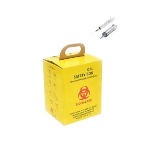 Quality ​0.5L Customized logo Hospital Discarded needles corrugated paper yellow medical safety box sharp boxes for sale