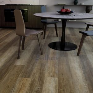 Waterproof Click Locking Oak Wood Grain Finish Vinyl Flooring for Home Kitchen